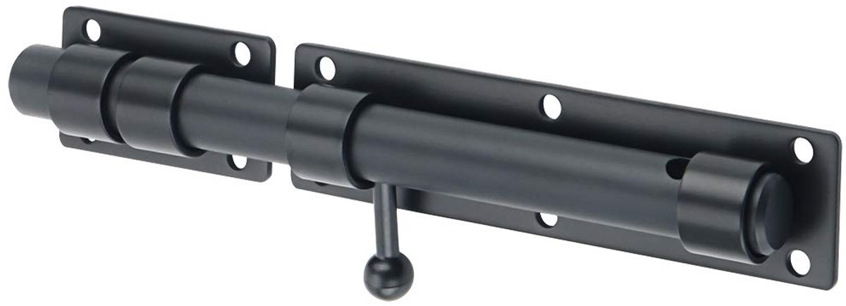 Deurgrendel Veiligheid Deurslot Deurvergrendeling met hangslot gat, zware SUS304 roestvrij staal, Matzwart, 230 mm lengte, EMS9200-B