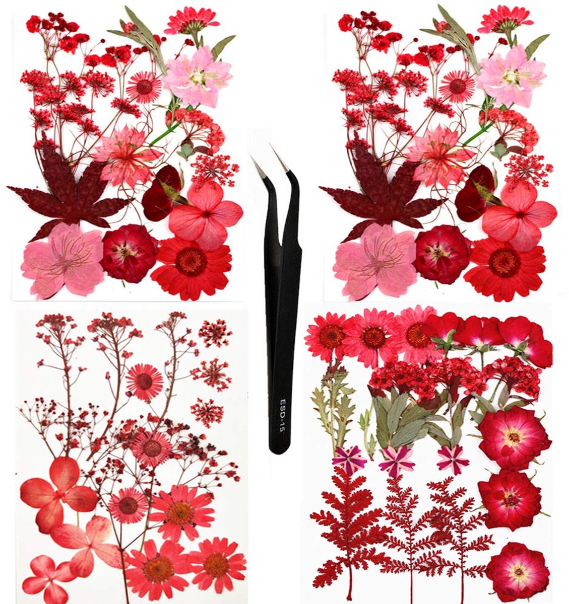 Gedroogde bloemen, natuurlijke geperste gedroogde bloemen voor hars, doe-het-zelf kaarsen, hangers, telefoonhoesjes, fotolijsten, bath bombs (stijl 3/64 stuks)