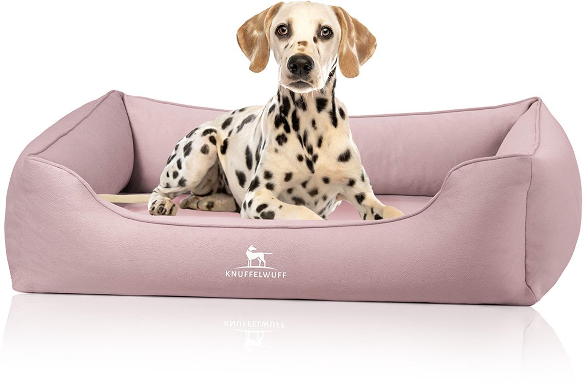 Knuffelwuff orthopädisches Hundebett Oliver aus pflegeleichtem Easy Clean Stoff in Wildlederoptik M-L Rosa