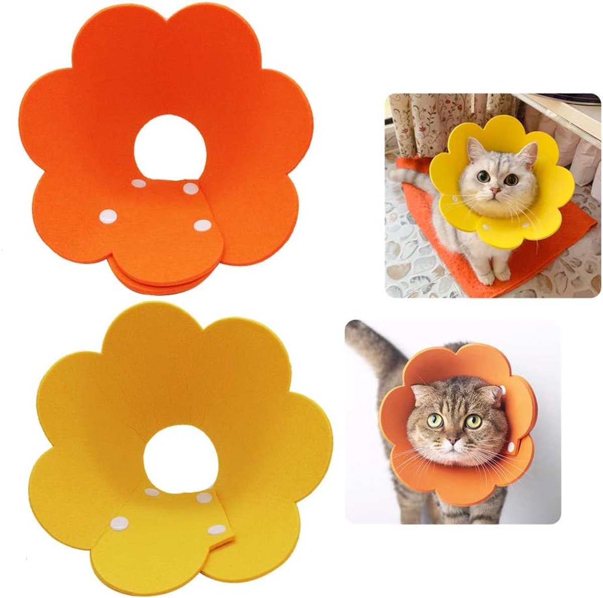 Bloemen Halsband voor Herstel - 2 Stuks Kattenkegel na Operatie - Verstelbare Elizabethse Kraag - Geschikt voor Katten, Puppy's en Konijnen - Maat M - Zachte en Veilige Genezing - Huisdieraccessoire