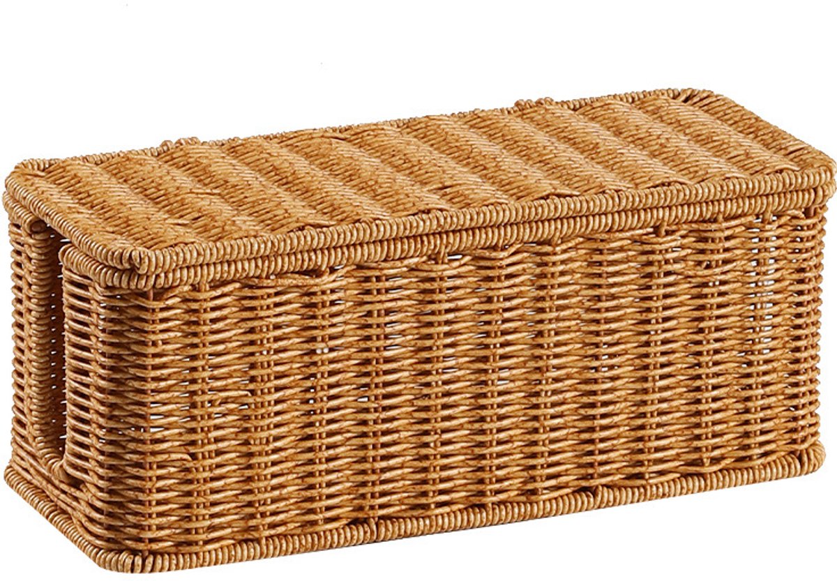 Kabelmanagement Box – Handgemaakte kabelbox - Rotan Look kabelorganizer - Kabel Organizer - Voor tv-dradenvoor Stekkerdoos en Kabels - Voor Bureau, TV-meubel en Thuis – 31.5 × 13 × 13 cm