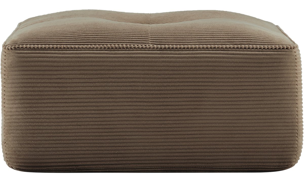 REDOM - Ottoman - 32D schuimvulling - Rechthoekige vorm - Gestoffeerd - Voor binnen - Stof - Bruin - 92 x 73 x 40 cm