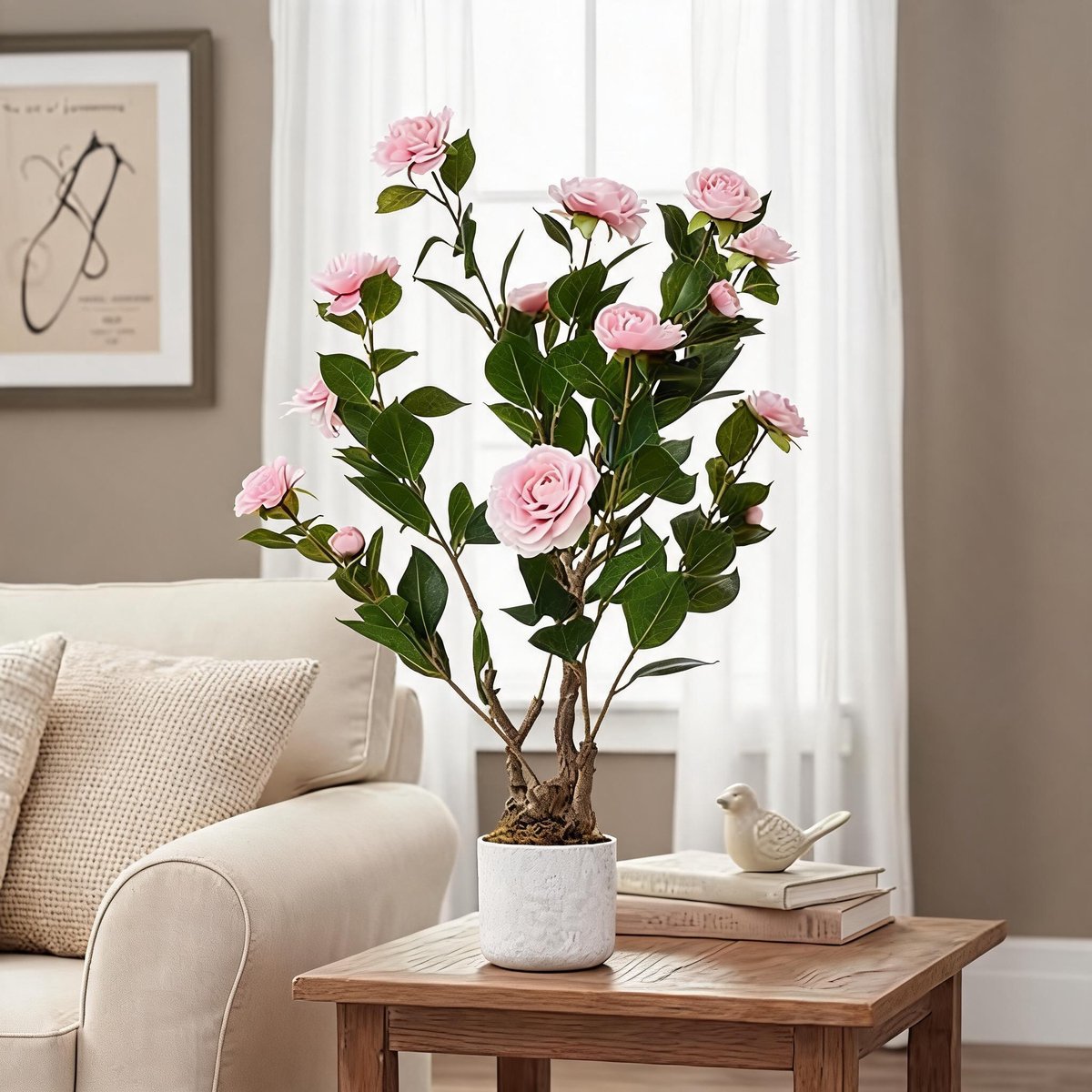 Danky - Roze Camellia Boomset 2 stuks - Kleurvast - Veelzijdige interieurdecoratie