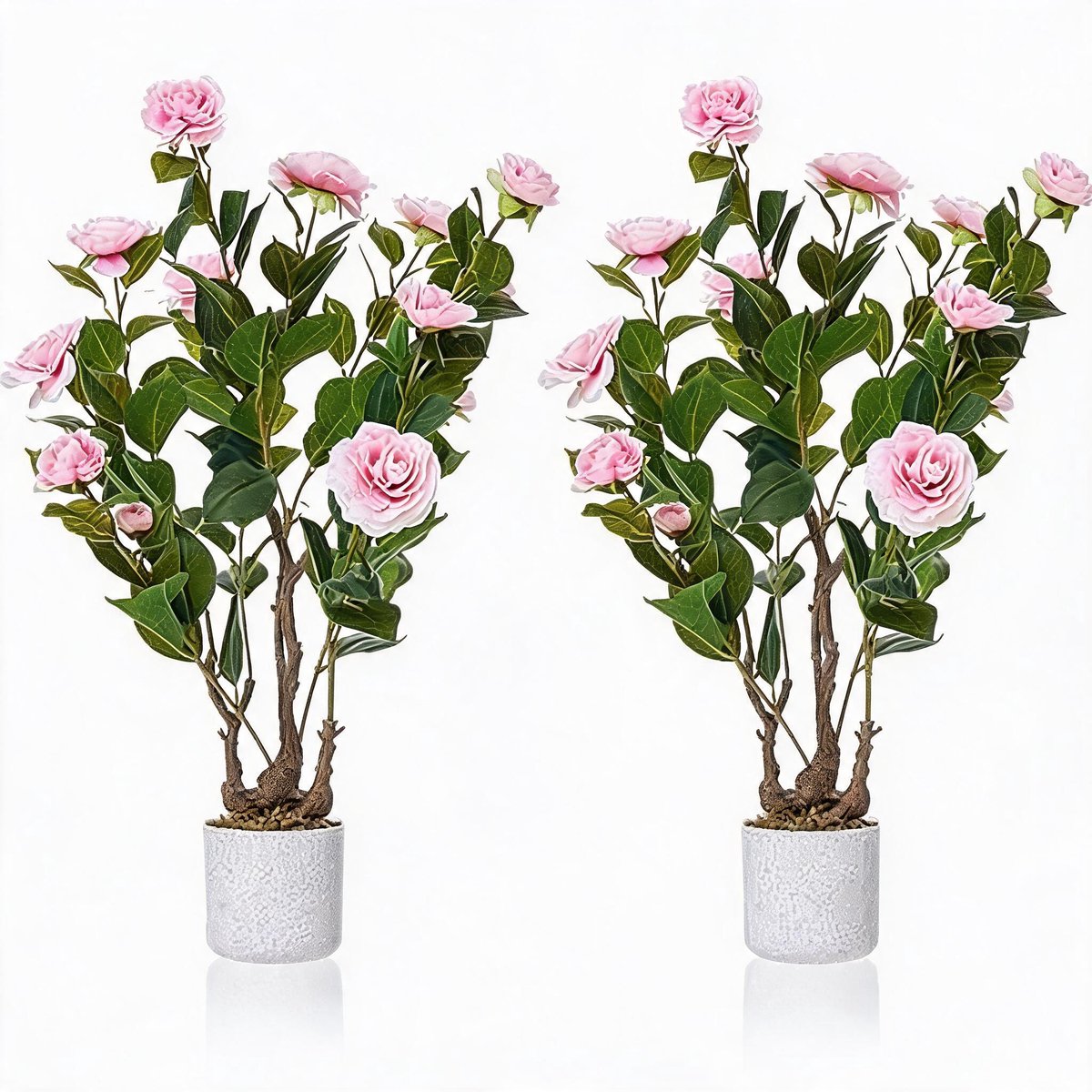 HOERFURIY - Roze Kunst Camellia Boom 2 stuks - Jaarronde bloei - Compact decor