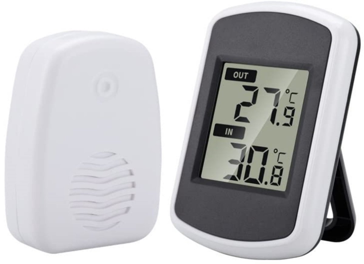 Draadloze Thermometer – Binnen/Buiten – LCD-scherm – 30 m Bereik – Wit – Mini – Met Zender