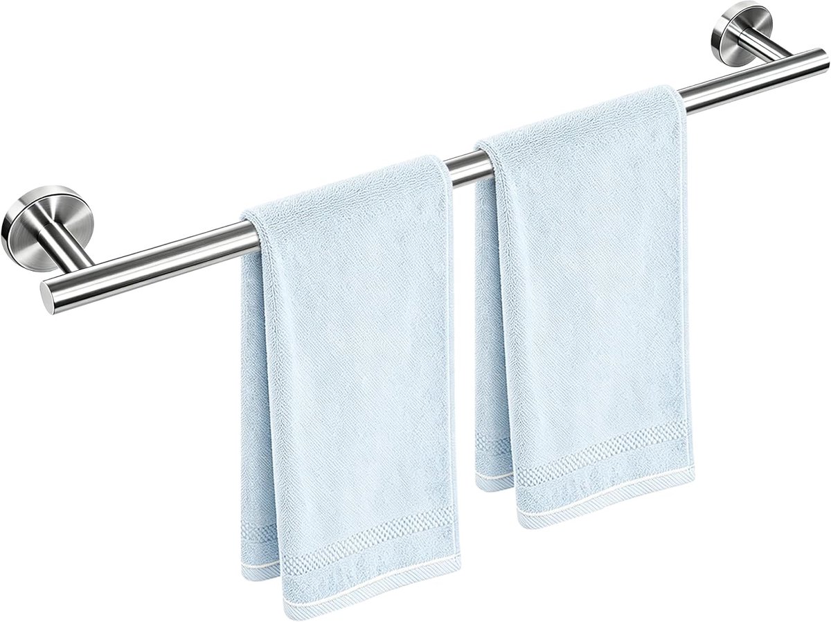 Handdoekhouder wandmontage roestvrij staal handdoekstang badhanddoekhouder roestvrij modern voor badkamer keuken wasruimte (geborsteld zilver, 70 cm)