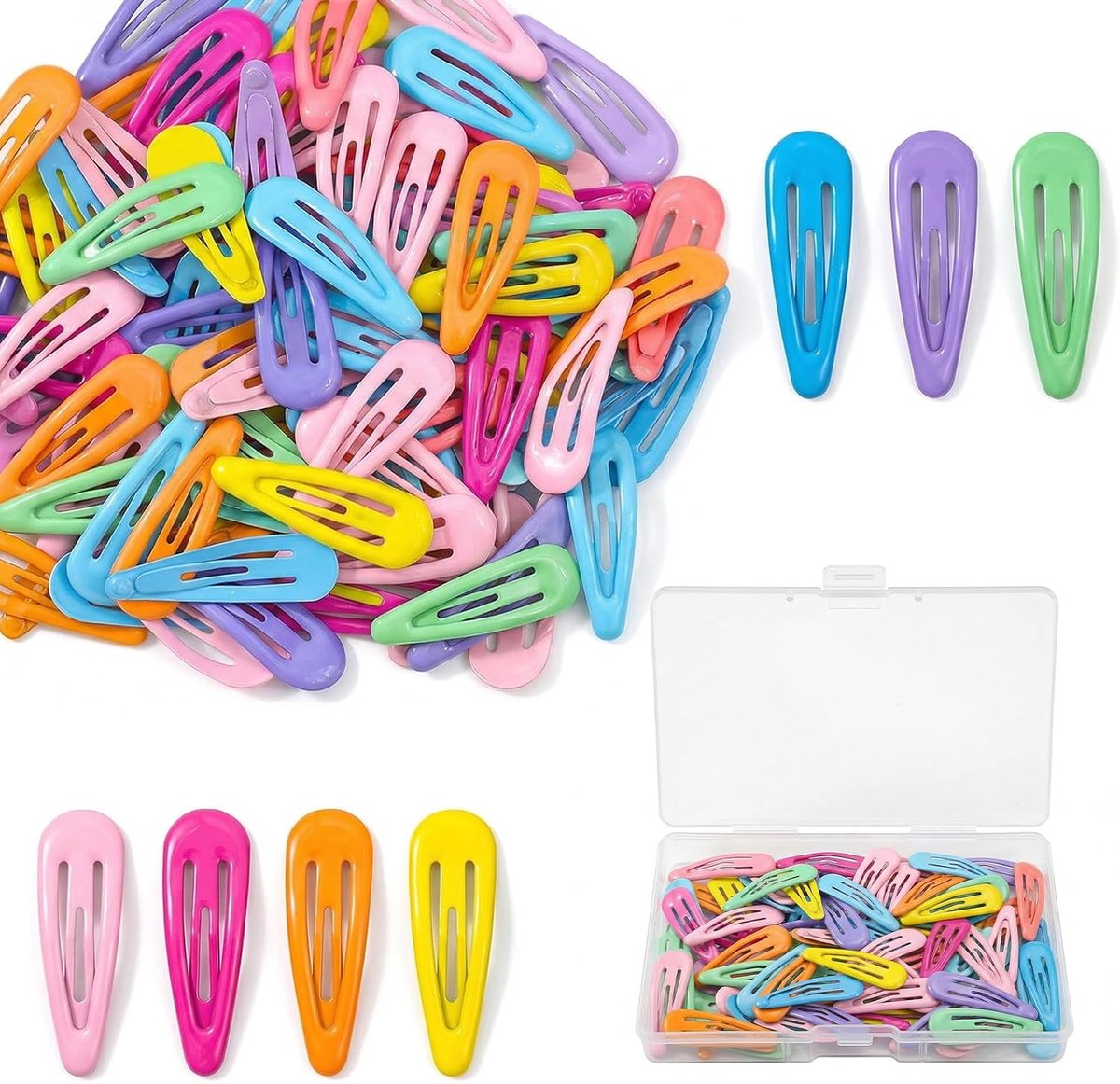 Clips voor meisjes, kleurrijke metalen snap-haarspeldjes, haaraccessoires, haarclips, haarspelden, haaraccessoires