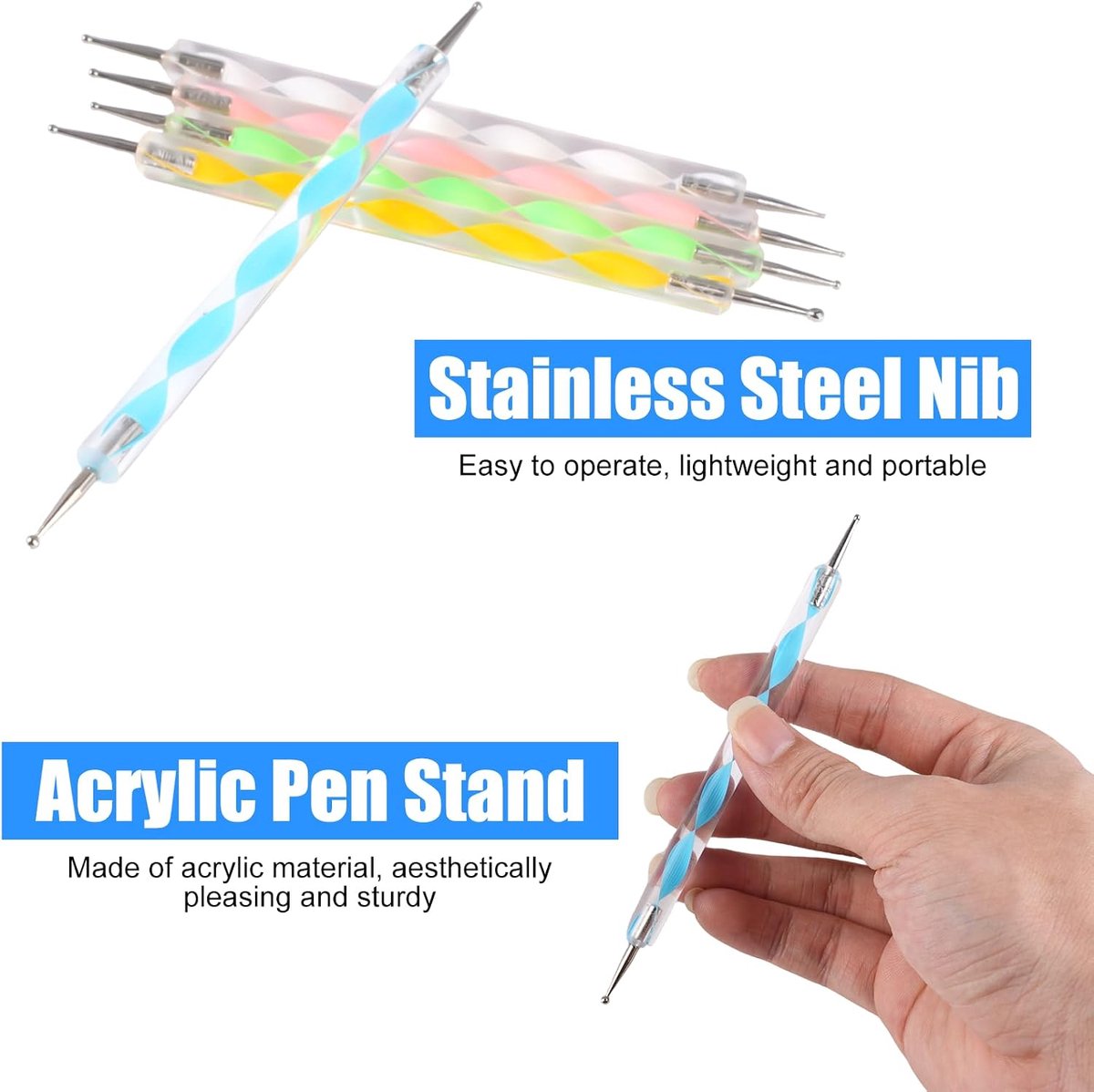10 Stuks Nail Art Puntjes Gereedschap, 13cm Embossing Stylus Set | Embossing Stylus Gereedschap, Dotting Pen Nail Art Dotting Tools, Dotting Tool Pen,voor DIY Schilderen,Aardewerk Gereedschap