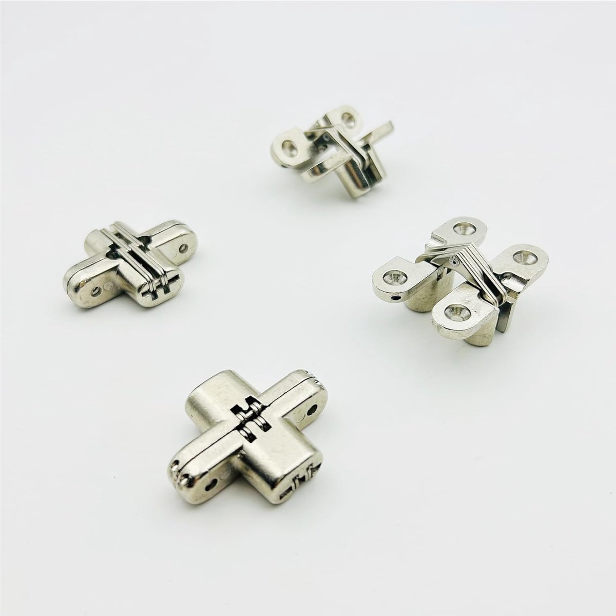 180 Graden Mini Verborgen Scharnier 45,5x12,5 mm voor Kastdeur Paneelverbinding Kleine Houten Doos DIY Zinklegering Scharnieren voor Vouwdeuren Zilver Pak van 6 Stuks