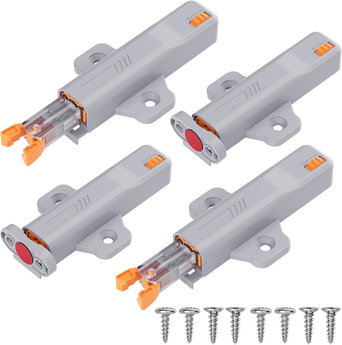 4 stuks magneten push to open schuiver kastdeur, veervergrendeling, niet magnetisch, deuropener, meubeldeur, zonder handvat, zacht sluitsysteem, voor kast, lade, camping, auto, grijs