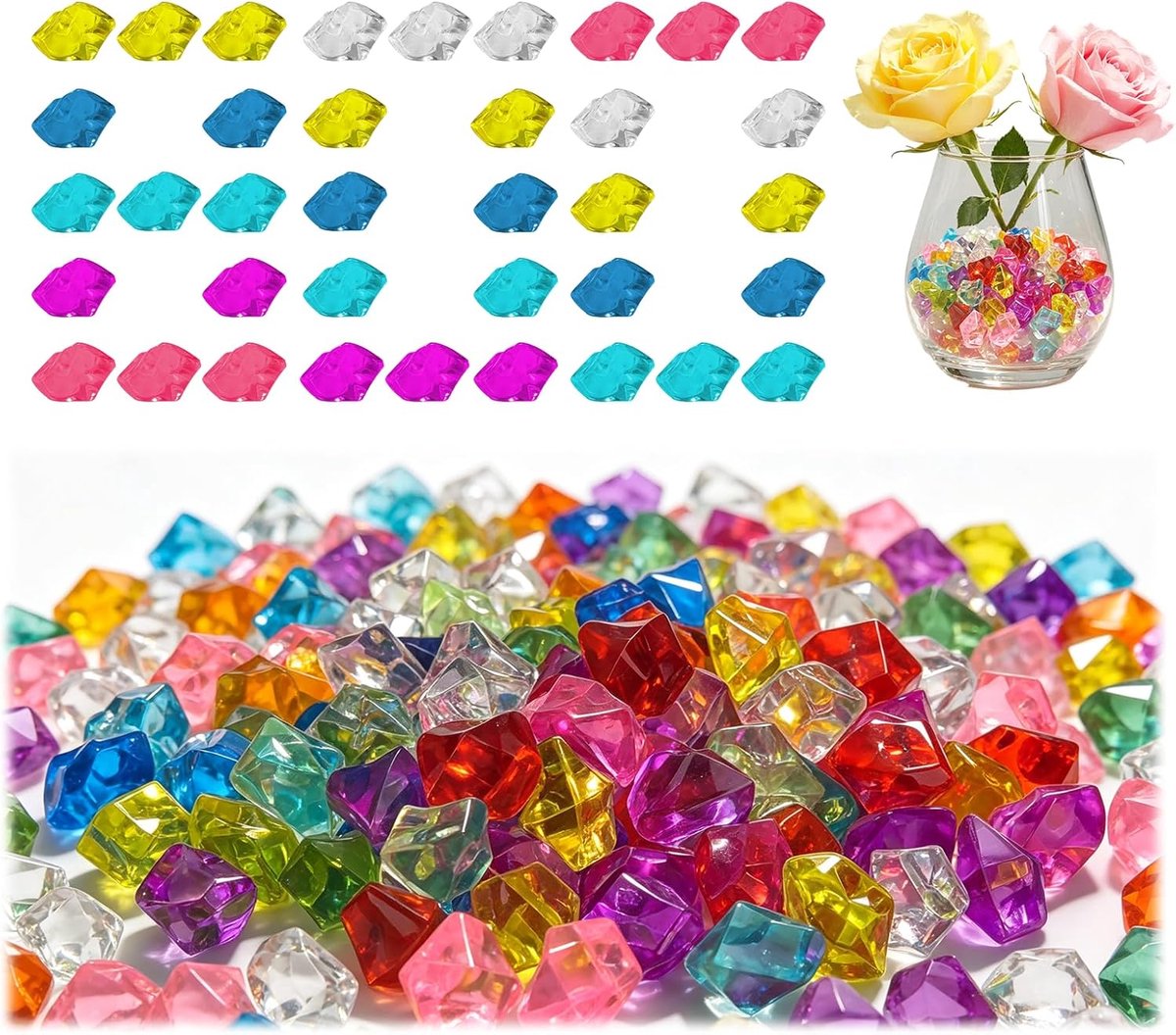 800 Stuks Gekleurde Nep Ijs Acryl Ijskristallen Acryl Ijs Gems voor Vaas Party Desktop Decoratie Ambachten
