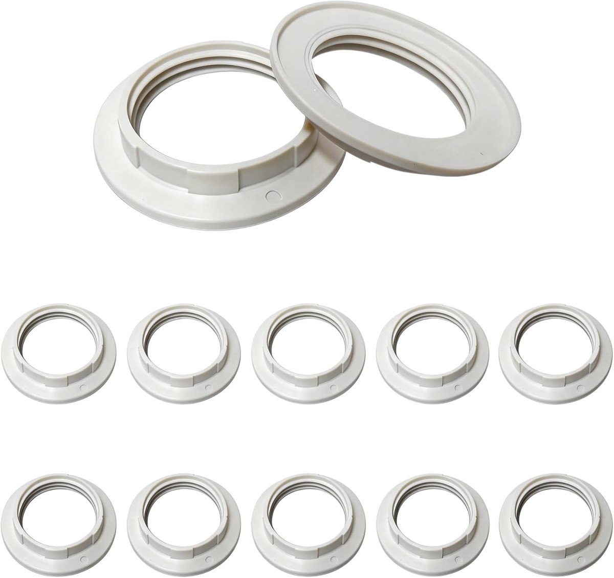 Lampenkappen - witte bevestigingsringen voor het bevestigen van lampenkappen aan E27-lamphouders, hittebestendig (tot 120 °C) | Kunststof kapadapter voor hang-, tafel- en vloerlampen. Binnendiameter 40 mm. Veilige sluitring voor E27 lamphouders.