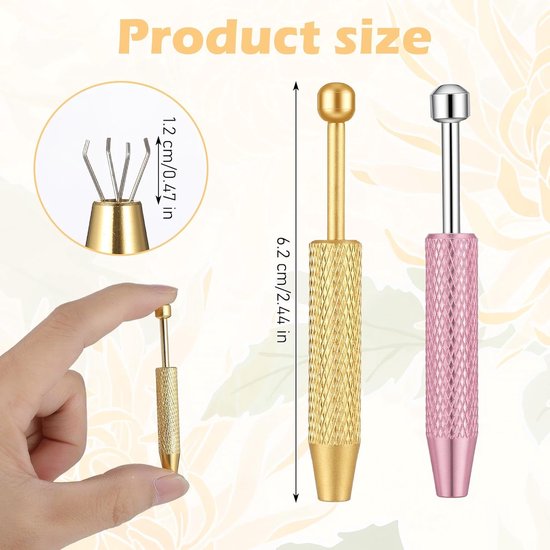 2 stuks piercing-kogelopdraaier, piercing bal grijper piercing bal tang met 4 klauwen roestvrij staal pierce tang voor kogels pick-up elektronische componenten chip, roze en goud — afbeelding 2