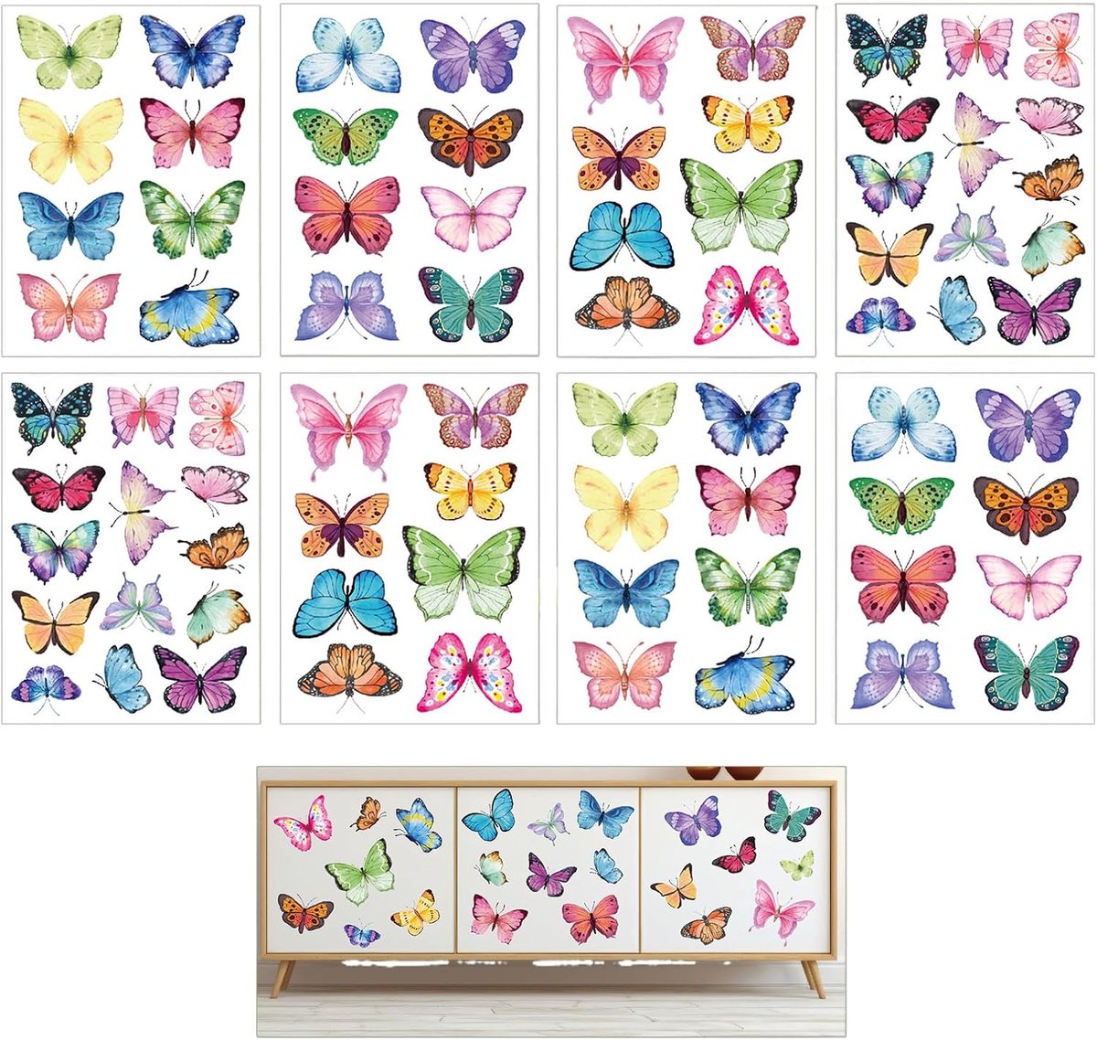 76 stuks wandtattoos, kinderkamer, muursticker vlinders, vinyl, materiaal, veilig, milieuvriendelijk, wanddecoratie voor meisjeskamer, kinderkamer, woonkamer, slaapkamer