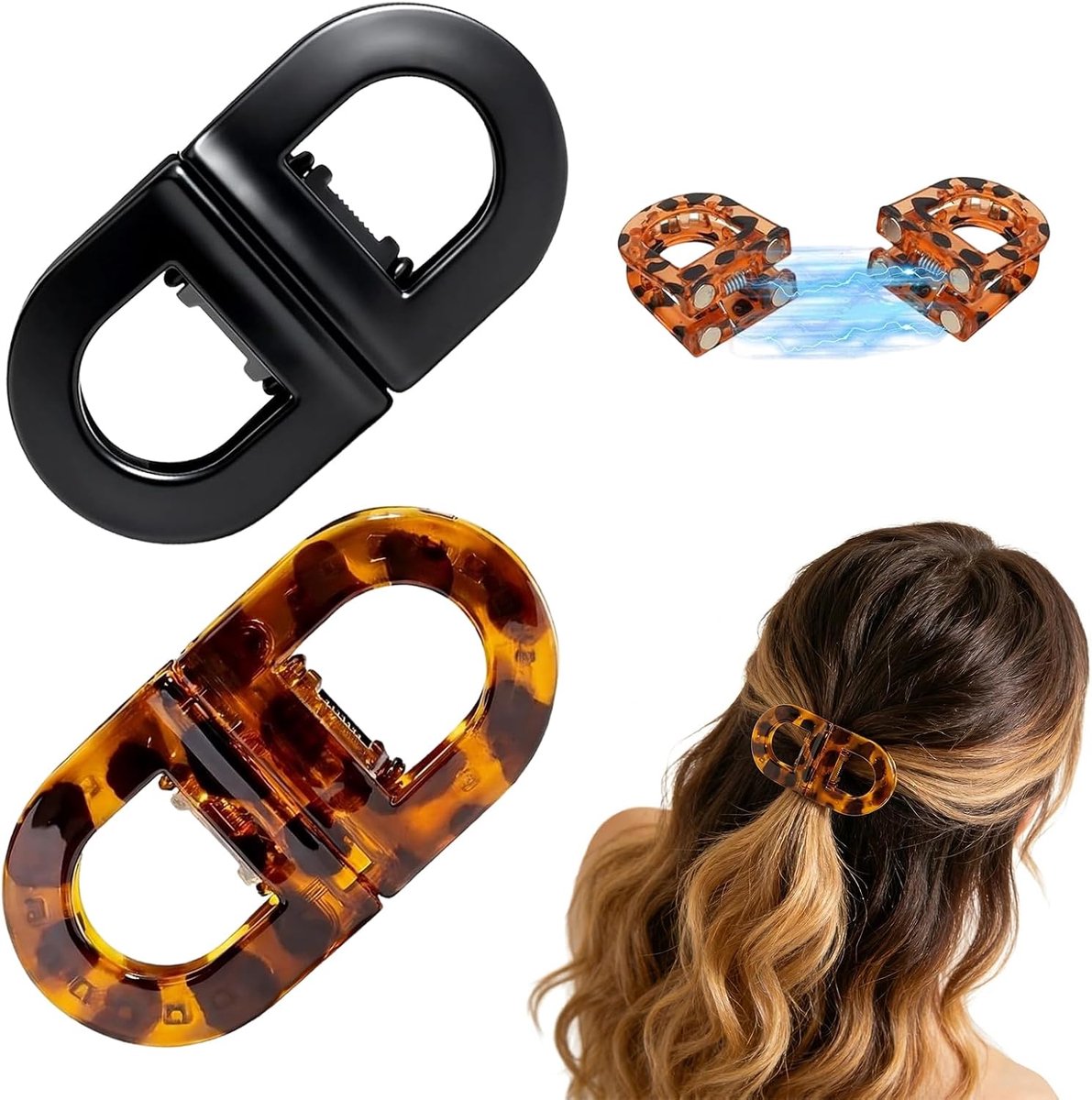 2 stuks intelligente magnetische haarspelden, sterke grip, antislip magnetische haarspelden voor eenvoudige dagelijkse kapsels voor vrouwen en meisjes