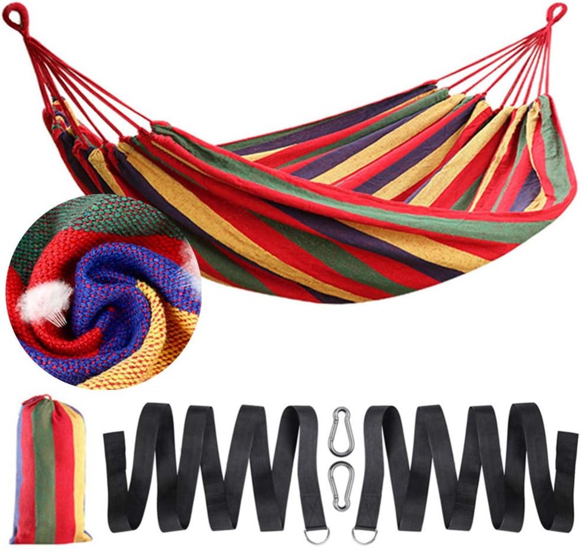 Hangmat-Extra Grote Hangmatten 275 * 150cm/Ademende katoenen vezel voor Hangmat/2 riemen Nylon Touwen een Hangmat/Pakket Bag-2 Person Hangmat