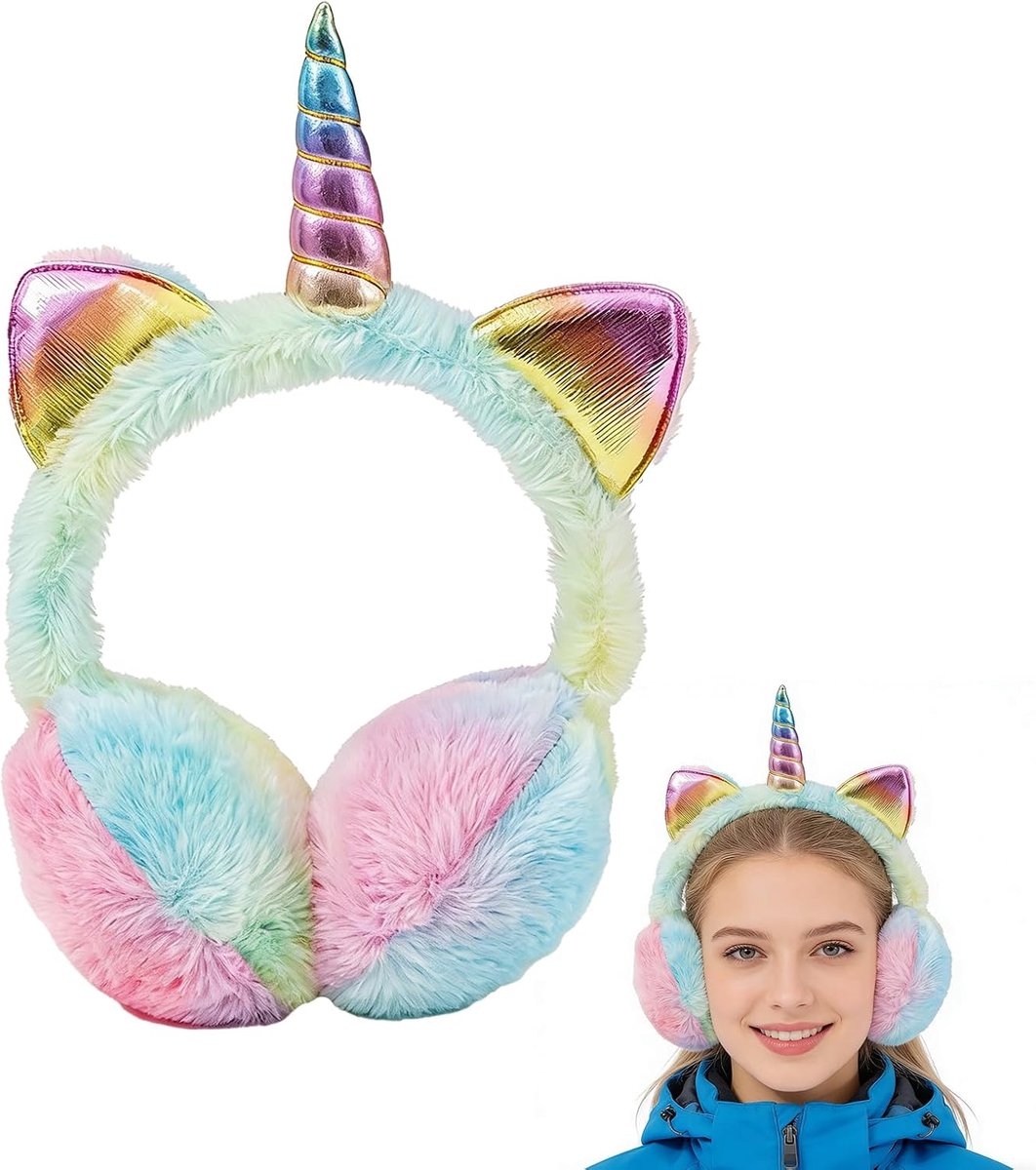 oorwarmers pluche unicorn oorbeschermers winter oorwarmers dames 1 stuk opvouwbaar kleurrijk zacht warm ski wandelen outdoor accessoires