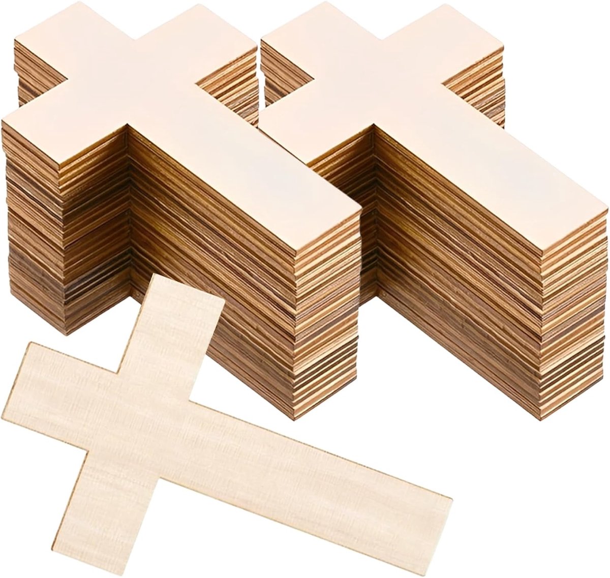 100 stuks houten kruis om te beschilderen, 11 x 7 cm dunne kruishangers, kruis ornamenten chip, houten kruis om te knutselen, voor doe-het-zelf handwerk, decoreren, cadeau, decoupage blanco