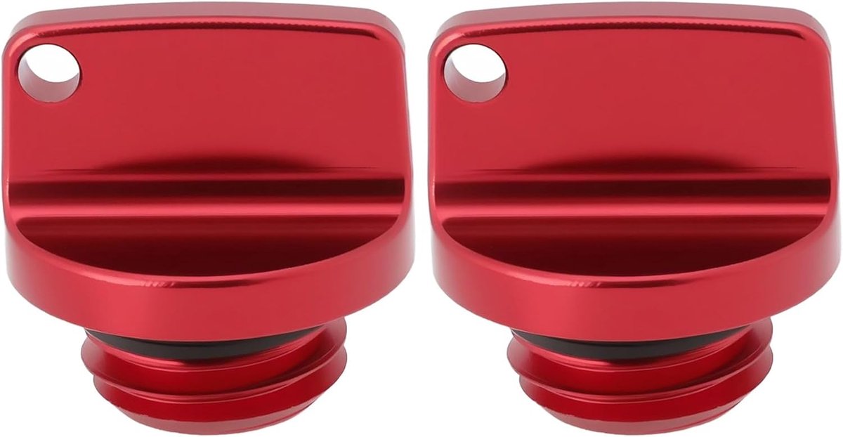 2 stuks motorolie vuldop voor motorfietsen M20 x 2,5 vervangend onderdeel CNC aluminium schroefdeksel plug klep oliedop compatibel met Honda compatibel met Yamaha, rood