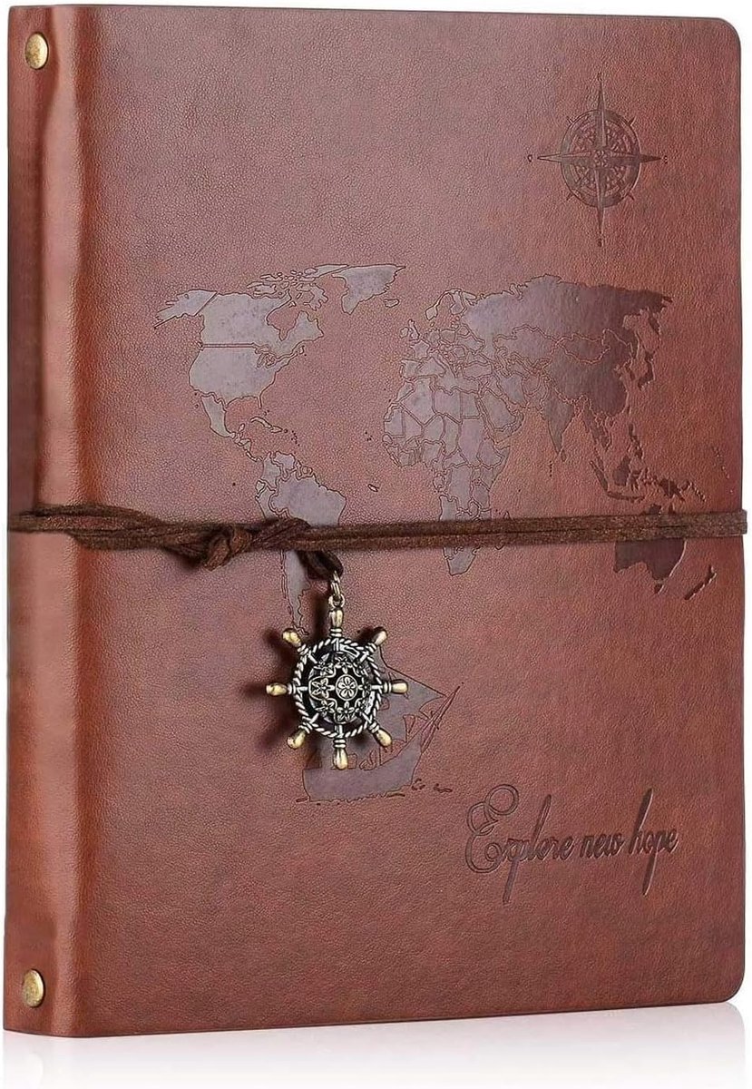 notitieboek van PU-leer, vintage, 200 witte pagina's, klassiek reisdagboek