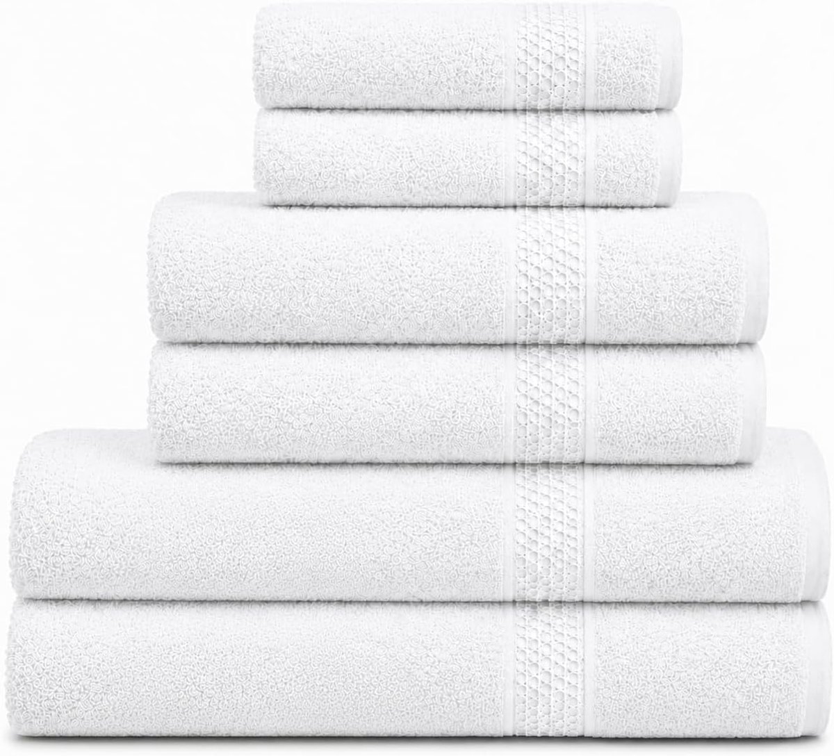 Handdoekenset 6-delig, 100% Katoen | 2 Badhanddoeken 70x140 cm, 2 Handdoeken 50x100 cm, 2 Gastendoekjes 30x50 cm, Zacht & Hoog Absorberend, OEKO-TEX STANDARD 100