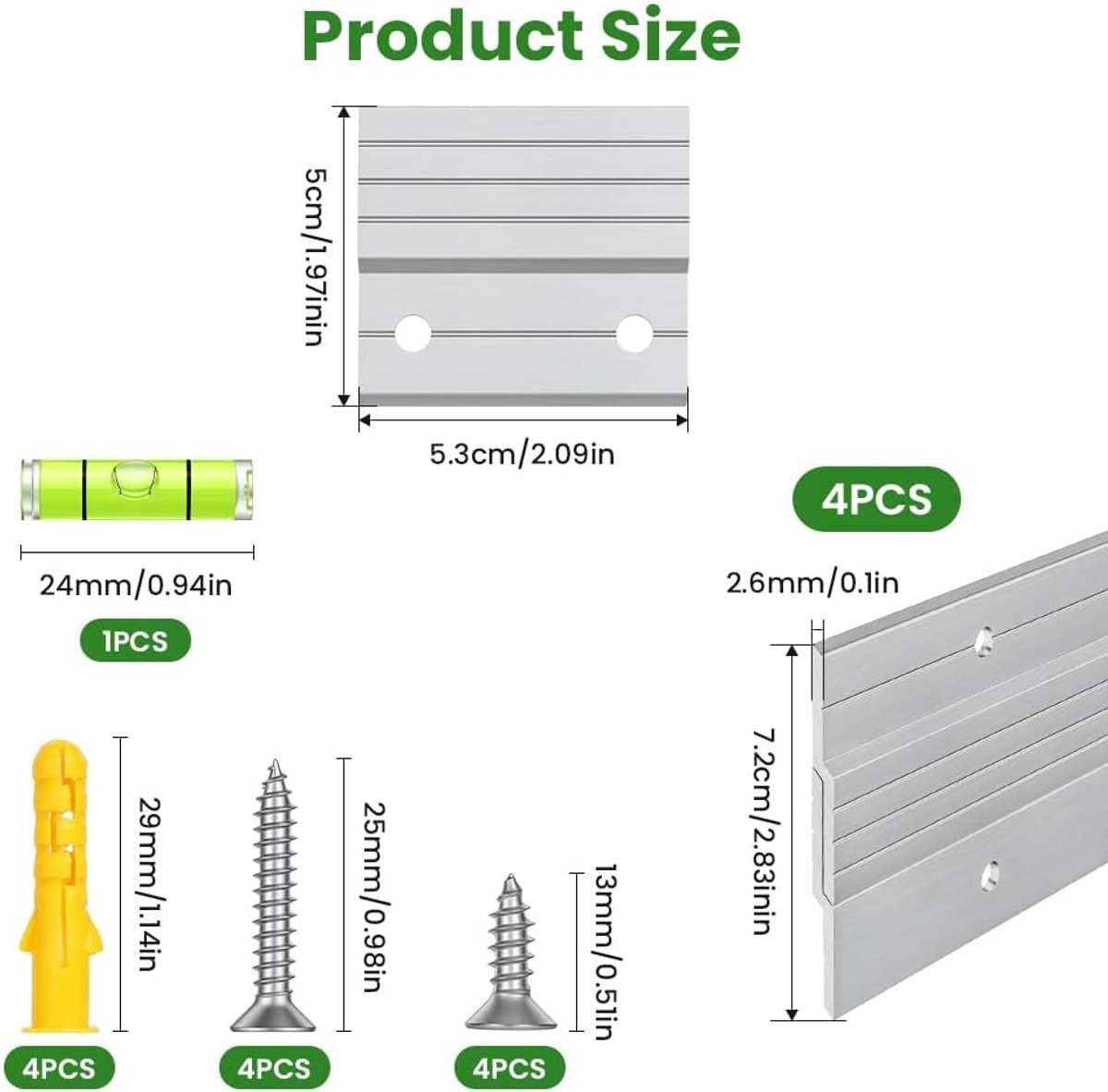 2 paar Franse schoenplaatjeshanger, 2 inch aluminium Z-hanger, spiegelhangende hardware wandmontagebeugel, hardwarekit voor whiteboard, plank, kunstwerk, kast, kunstlijsten