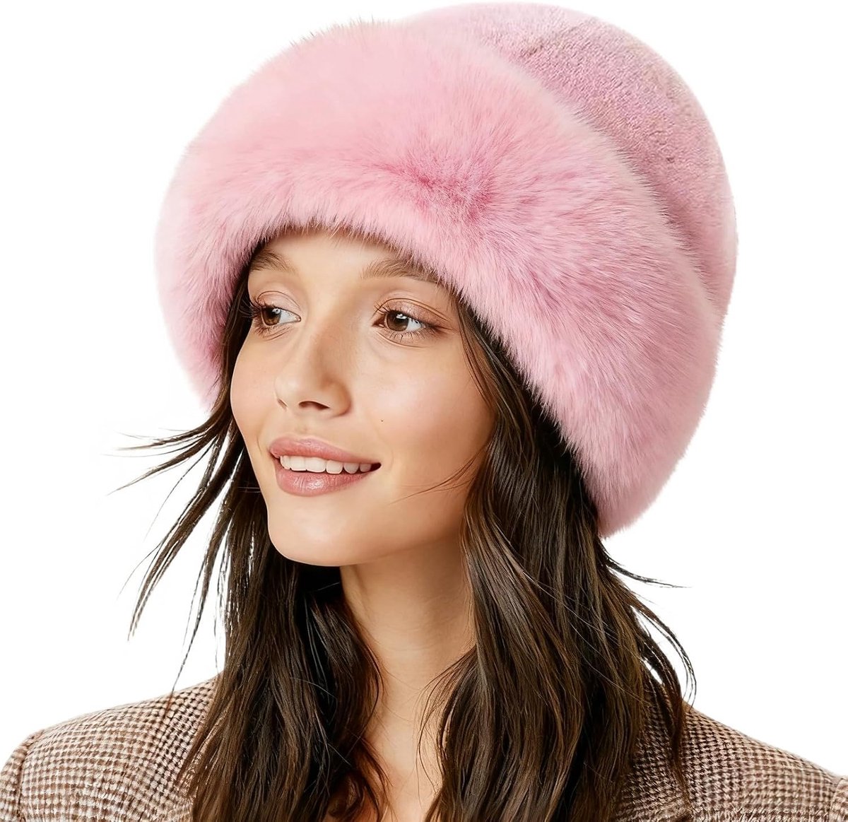 Muts voor dames, imitatiebont, wintermuts, muts van imitatiebont voor dames, warme muts voor vrouwen, met pluche, volwassenen, warme kledingaccessoires, voor winterfeesten, dates, skiën