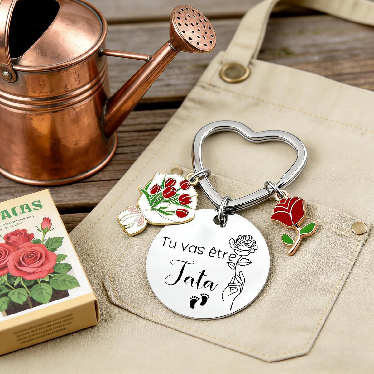 cadeau voor toekomstige tante en beste vriendinnen, "Je wordt tata" zwangerschapscadeau voor zus, vriendin, accessoires roze tulpen