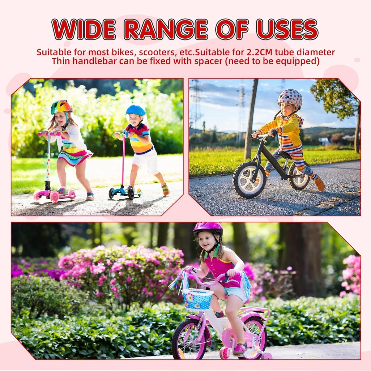 Fietsbel voor kinderen, fietsbel voor meisjes en jongens, fietsaccessoires, voor fietsen, scooters, driewielers, loopfiets