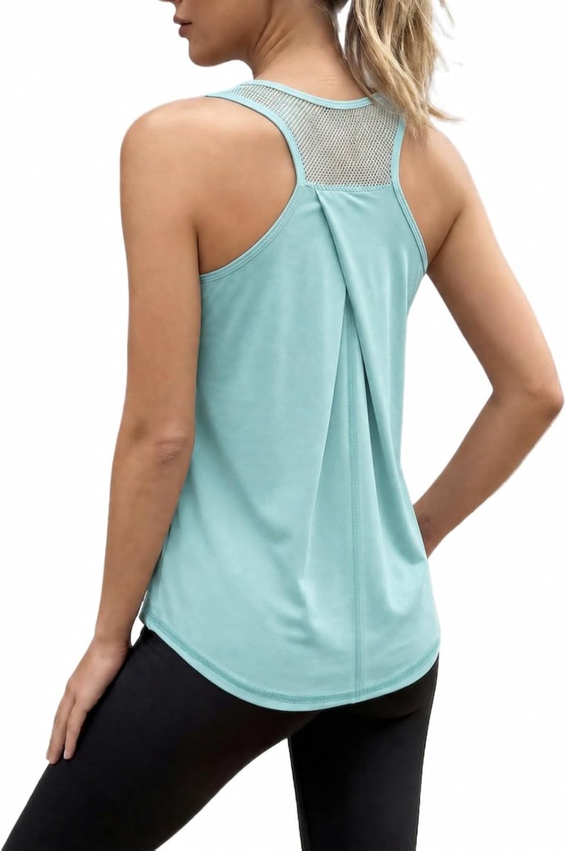 Dames workout tops racerback mouwloos tanktop mesh sportshirt yoga gym tops
