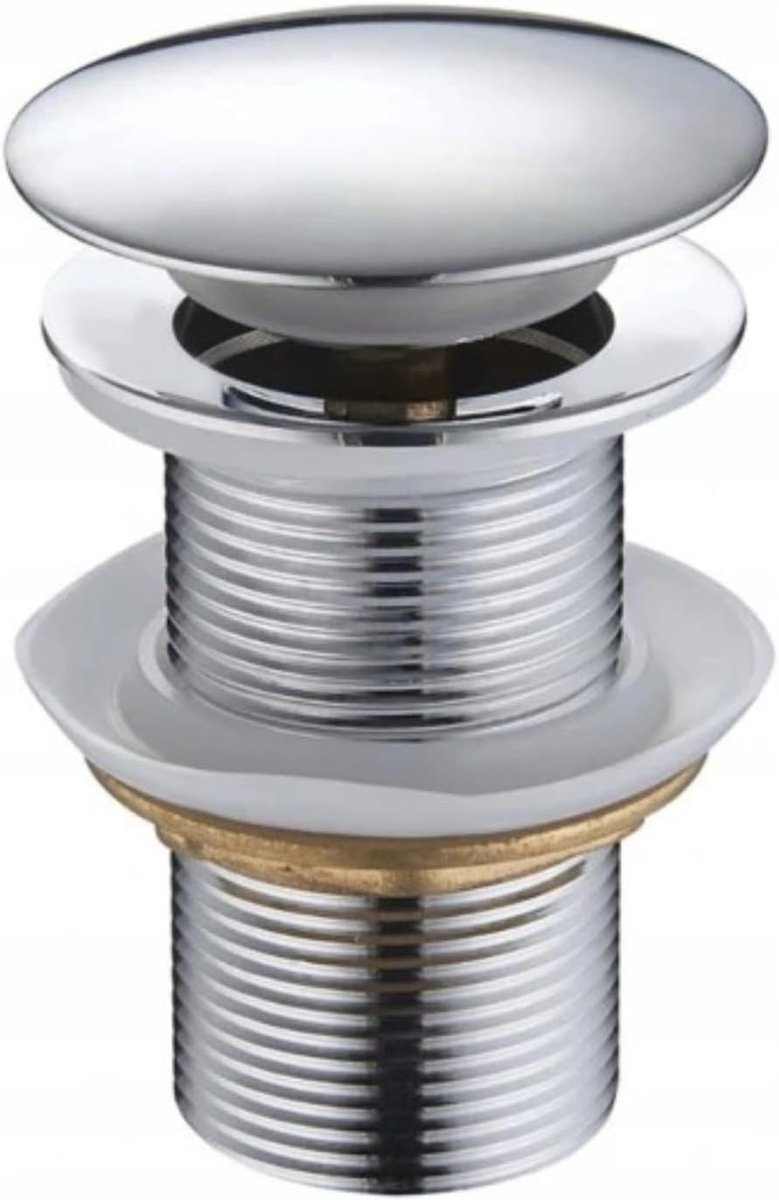 eviso LuxAqua Premium Click-Clack Afvoerplug voor Wastafels Zonder Overloop - Duurzaam Massief Messing G 1 1/4" - Universele Push-Open Wastafelplug - 78mm Hoogte - Lekvrij & Eenvoudige Montage