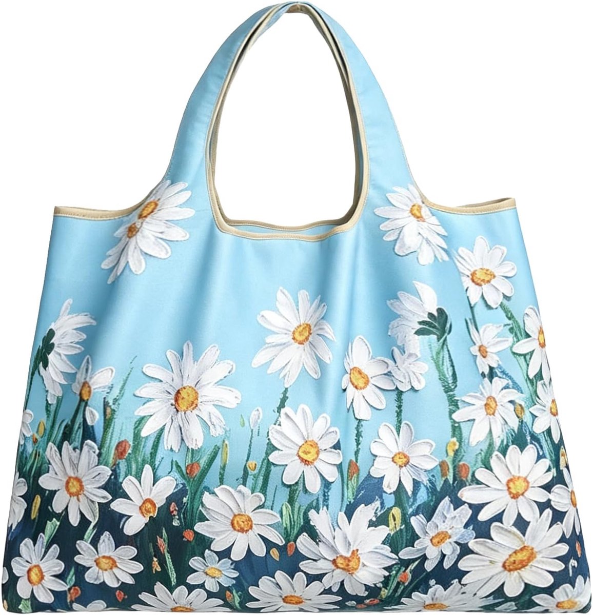 Grote opvouwbare boodschappentas, 50 x 66 cm, herbruikbare reistas, sneldrogend, strandtas, scheurvast, handtas voor winkelen, reizen, uitstapjes, zacht, licht