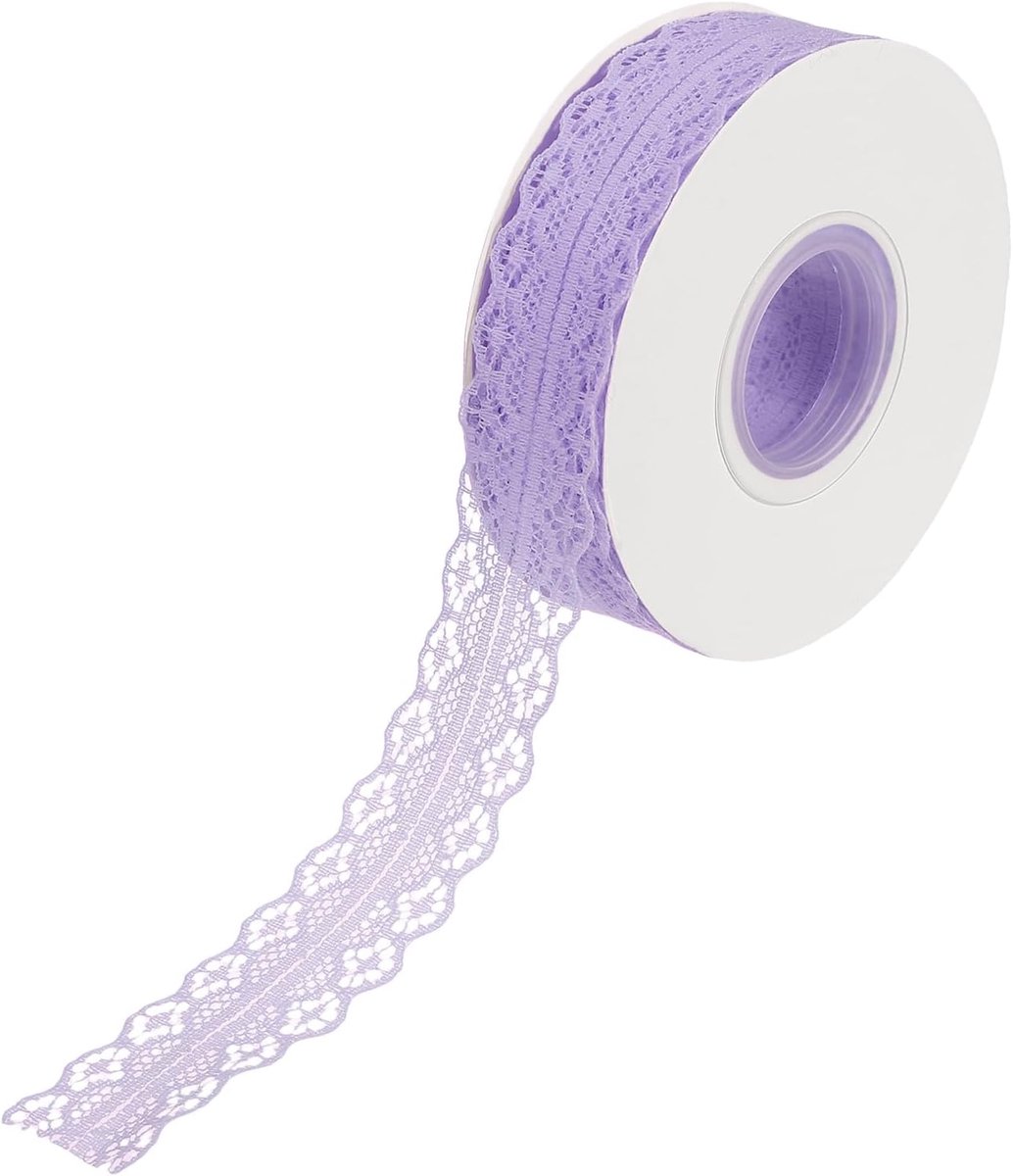 Kantlint - 25 Yard - Lint - DIY - Vintage Jacquard Bloemenlint - Elegant Decoratief Lint voor Naaiwerk, Bruiloft, Cadeauverpakking en Kledingaccessoires - 22,9 meter - Fijn Weefsel - Paars