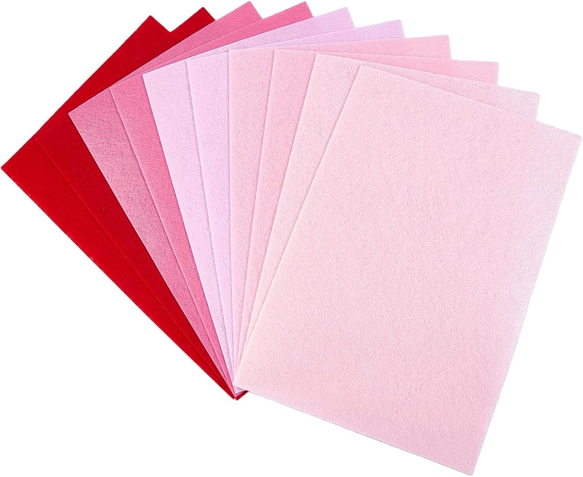 30 stuks roze stijve vilten vellen, 1 mm dik vilt, patchwork, naaistof, pad stijf niet-geweven stoffen vel voor doe-het-zelf kunstbenodigdheden, knutselen, naaiprojecten maken