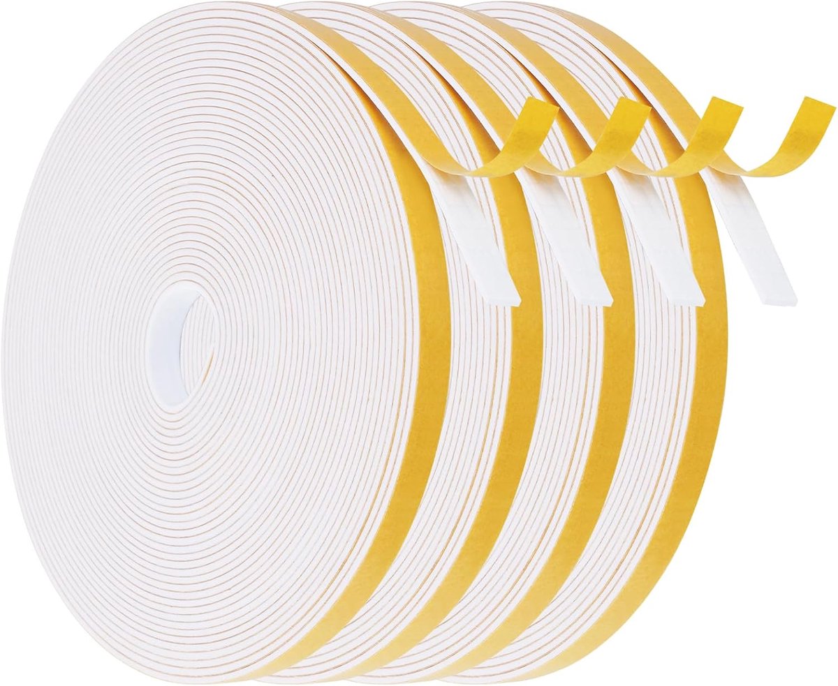 Isolatieafdichting voor raamdeur, 20 m, zelfklevende schuimrubberen afdichting, 10 x 6 mm, afdichtingstape, multifunctionele rubberen afdichtingstape, geluidsisolatie, anti-kou (wit)