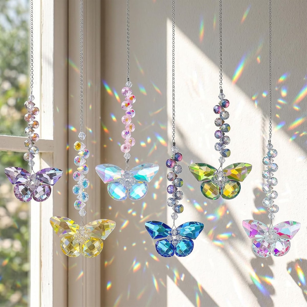 Zonnevangers kristallen windgong raamhangers vlinder kristallen hanger decoratie boogboog zonnevanger kristal raamdecoratie hangend voor huis tuin