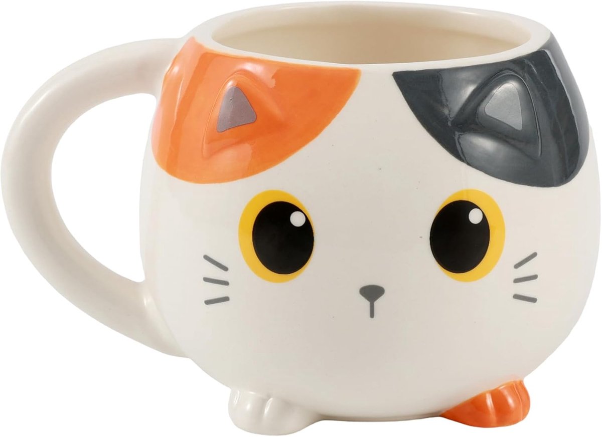 - Dikke Keramische Mok, Thee of Koffie Beker 410 ml (ORANJE KAT)