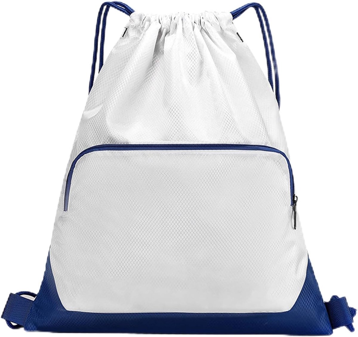 Rugzak met trekkoord, gymtas, sporttas voor heren en dames, waterdichte gymtas met buitenvak, verstelbaar trekkoord, tas voor kinderen, school, fitness, reizen, zwemmen, wit, /, Klassiek