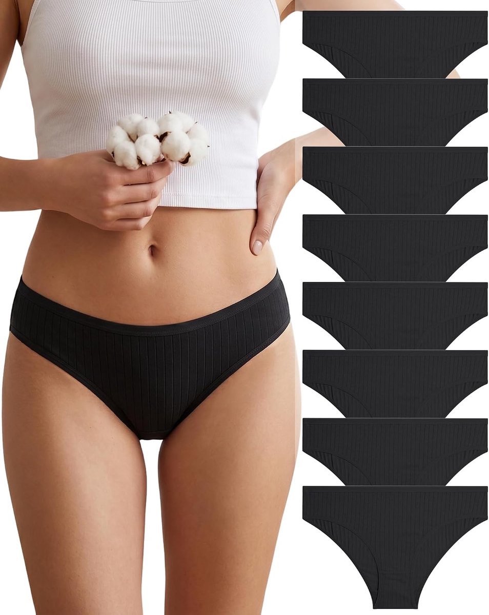 Ondergoed, voor dames, ondeugende, sexy, geribde hipster, met een lage taille, bikinislip, ademend, zacht, S-3XL