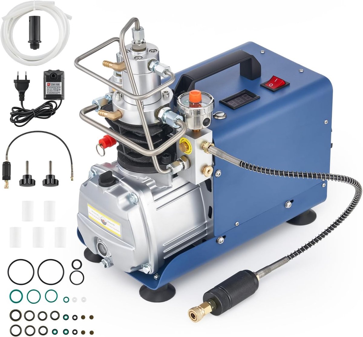 1,8kW Elektrische Luchtcompressor 300bar 30mpa 4500psi - Hogedruk Pomp 220V Voor PCP, Gasflessen, Luchtdrukpistolen, Auto's Banden, Boten (Met Autostop)
