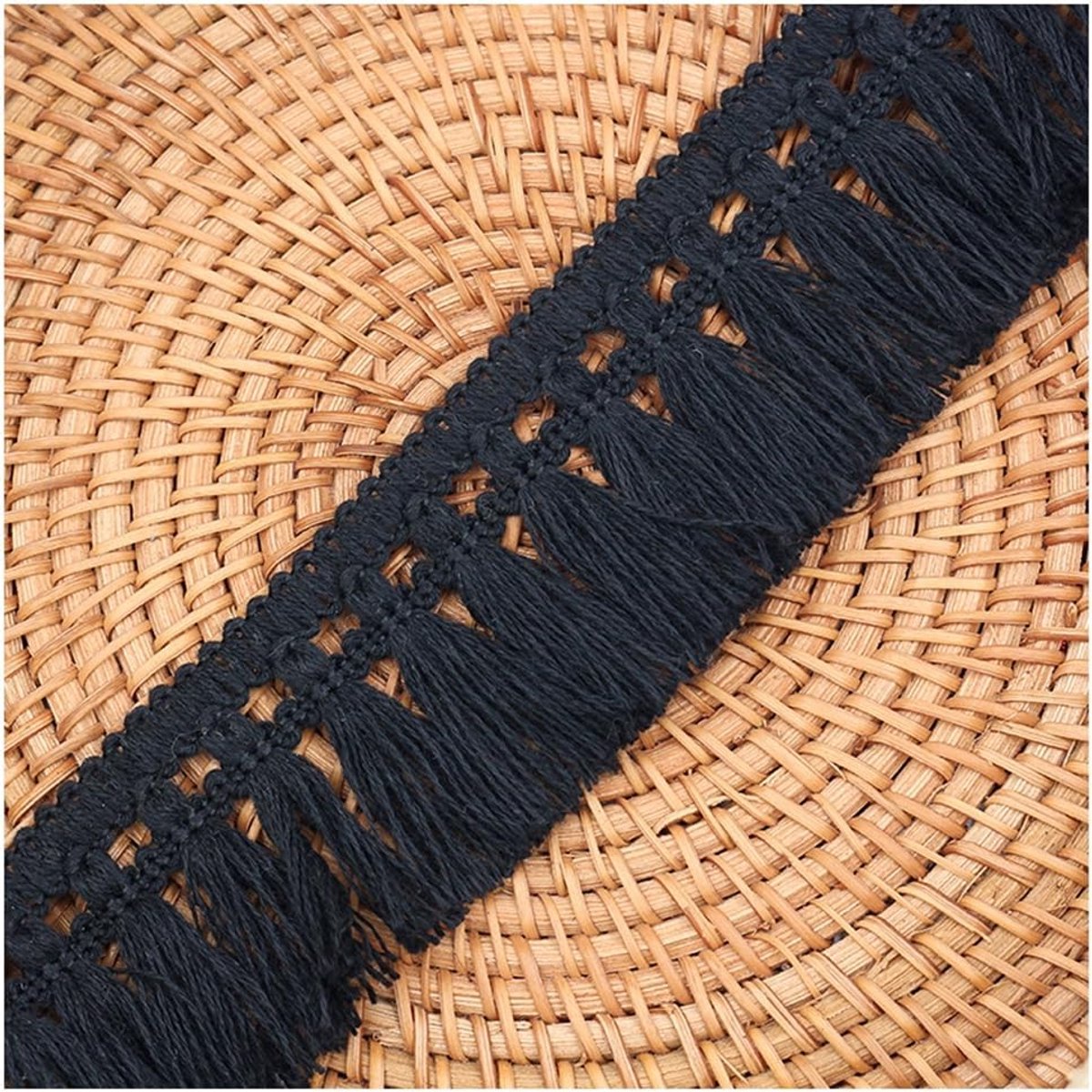 kwastlint 5 cm franje boord polyestervezel kant lint gordijnboord kwastboord lint voor naaien quilten kleding kostuums kussendecoratie doe-het-zelf woondecoratie zwart 2 m