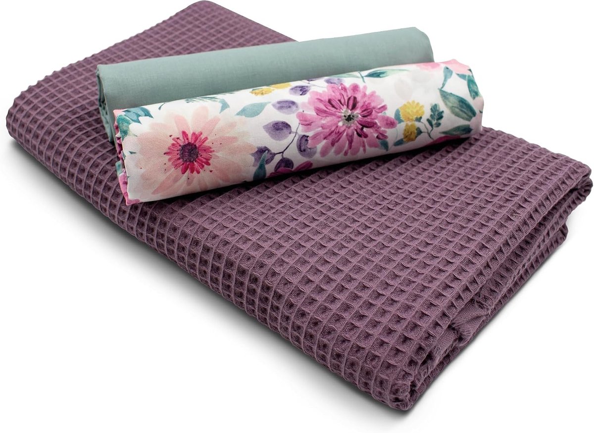 Stof set op kleur afgestemde wafelstof 100% katoenen stof Tex Standard 100 (Blütenpracht Digital Set56)