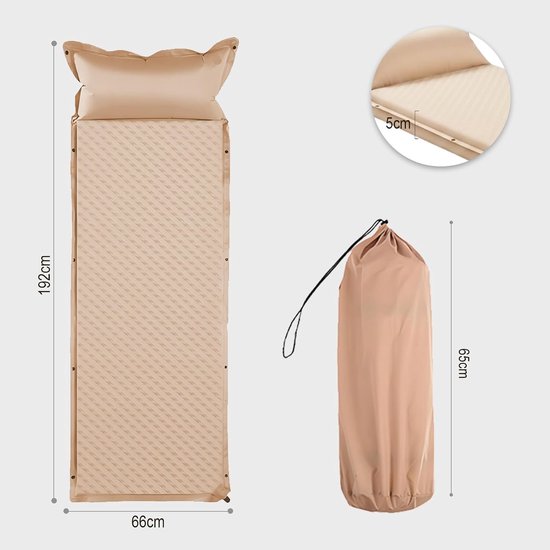 Zelfopblazende Slaapmat Enkel, Campingmat Kaki - Isolerende, Opvouwbaar, voor Outdoor — afbeelding 2
