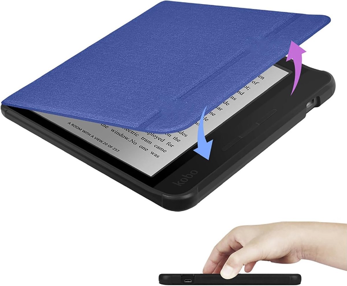 Beschermhoes compatibel met Kobo Libra H2O/Tolino Vision 5, leren hoes, zachte siliconen achterkant [flip hoes] huidachtige textuur - oranje