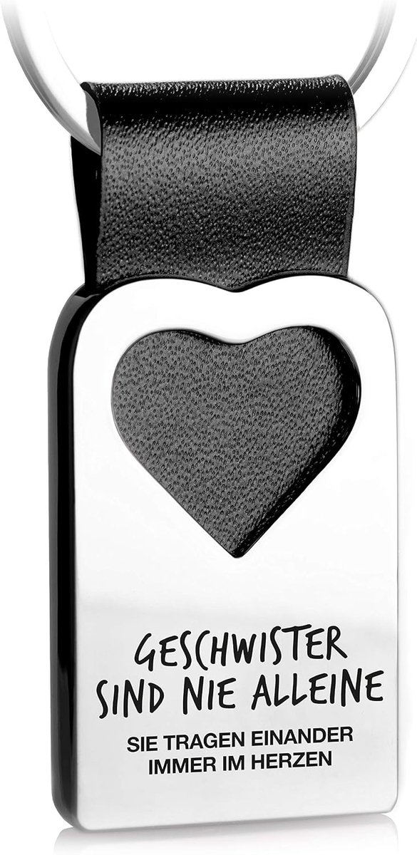 hart sleutelhanger met gravure van leer - cadeau voor broer en zus - cadeau voor zus en broers voor verjaardag - broers zijn nooit alleen