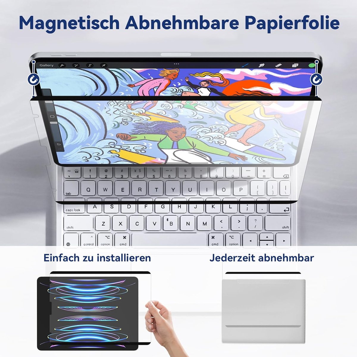 [2 stuks magnetische papieren beschermfolie compatibel met iPad Pro 13 inch M4 2024, Like papierfolie, displaybescherming, papier, folie, niet-verblindende schermbeschermer, papierfolie om te