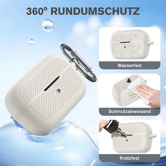 beschermhoes compatibel met Anker Soundcore C50i, inclusief sleutelhanger en reinigingsstift, schokbestendig, krasbestendig, volledige bescherming voor hoofdtelefoon (beige) — afbeelding 5
