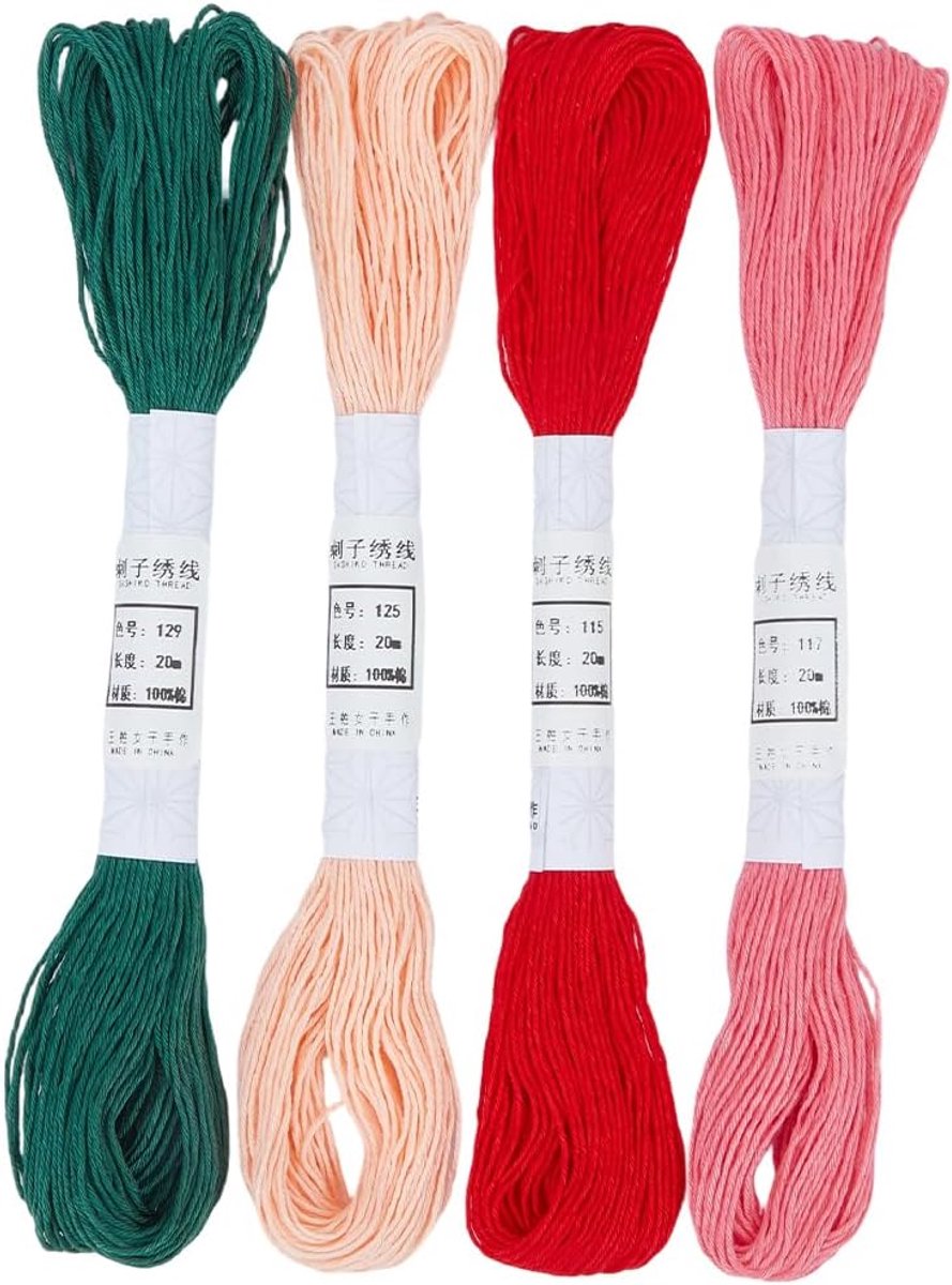 4 strengen 4 kleuren 80 m kleurrijke Sashiko draad quilten katoen borduurwerk floss kruissteek vriendschap armbanden string bulk voor handnaaien herstellen armband ambachten naaien handwerk