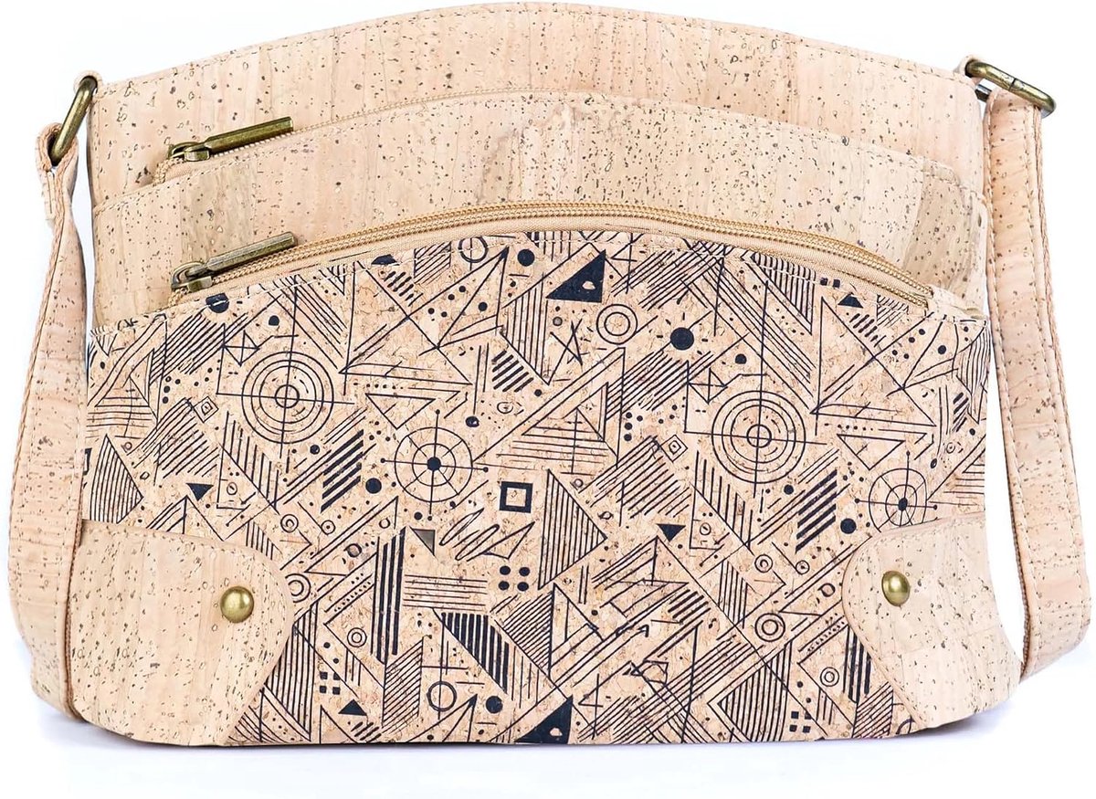 Crossbody handtas van kurk, veganistisch leer, duurzame schoudertas voor dames
