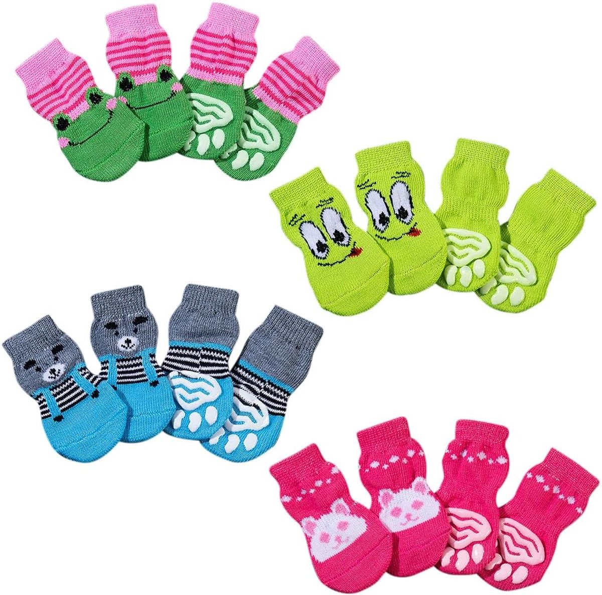 Hondenlaarzen en pootbescherming, 16 paar, antislip hondensokken, indoor pootbescherming, warme bescherming voor huisdieren binnen